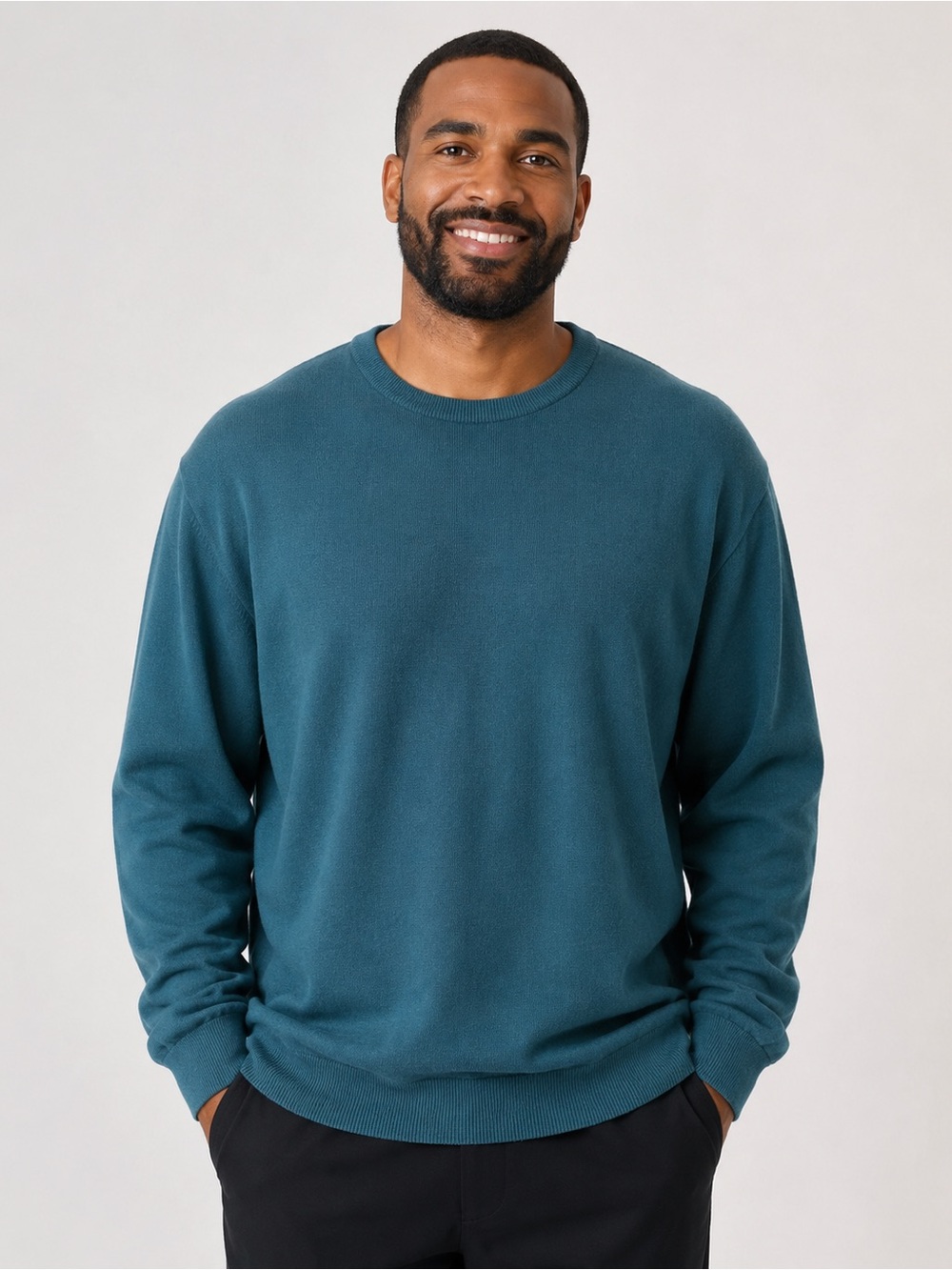 JMIERR Men’s 2XL Teal Blue Green Crewneck Knit Sweater Long Sleeve NWT